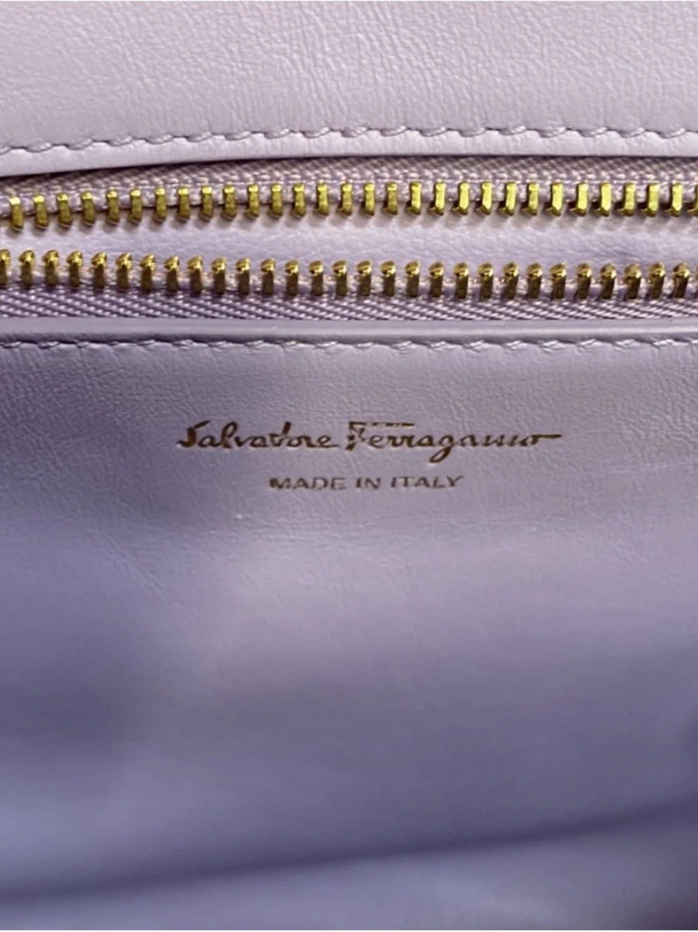 Salvatore Ferragamo Lilac Leather Top-Handle Satchel with Gold Hardware